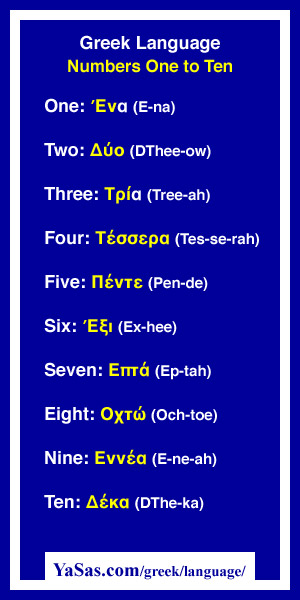 Greek Language One to Ten